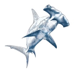 Fototapeta premium Detailed Illustration of a Hammerhead Shark, Oceanic Predator.