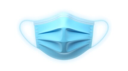 A detailed view of a blue surgical mask against a light background, symbolizing health and safety practices.