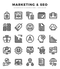 Vector icons set of Marketing & SEO. Lineal style Icons.