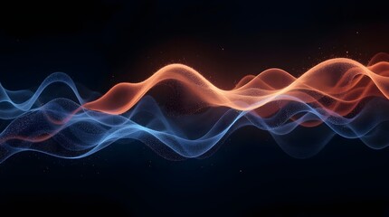 Obraz premium A mesmerizing wave of flowing blue and orange light particles in abstract design, creating a soothing and dynamic visual experience.