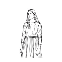 Standing Woman Silhouette - Chic Digital Outline - standing woman silhouette - standing woman vector - standing woman doodle - woman illustration - standing woman line art

