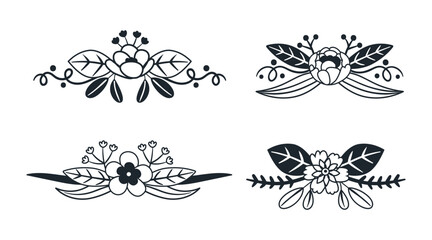 Set Floral wedding ornament 