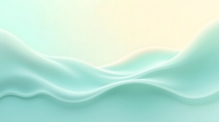 Fototapeta premium Soft, flowing mint green waves create a tranquil and serene background.