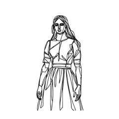 Standing Woman Silhouette - Simplified Female Figure - standing woman silhouette - standing woman vector - standing woman doodle - woman illustration - standing woman line art

