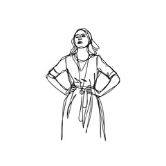 Standing Woman Silhouette - Graceful Female Figure - standing woman silhouette - standing woman vector - standing woman doodle - woman illustration - standing woman line art

