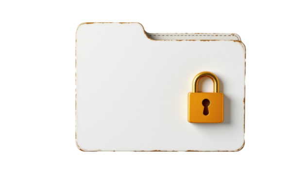 Secure data and file protection concept, with a lock on the folder