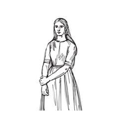 Standing Woman Silhouette - Trendy Outline Vector - standing woman silhouette - standing woman vector - standing woman doodle - woman illustration - standing woman line art

