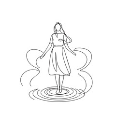 Standing Woman Silhouette - Modern Vector Line Sketch - standing woman silhouette - standing woman vector - standing woman doodle - woman illustration - standing woman line art

