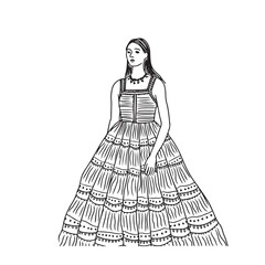 Standing Woman Silhouette - Simple Elegant Drawing - standing woman silhouette - standing woman vector - standing woman doodle - woman illustration - standing woman line art

