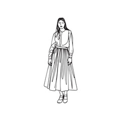 Standing Woman Silhouette - Contemporary Line Art Style - standing woman silhouette - standing woman vector - standing woman doodle - woman illustration - standing woman line art

