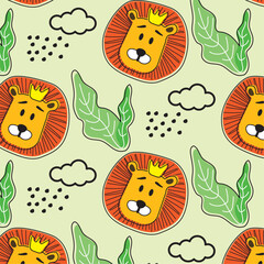 children's pattern with safari lion