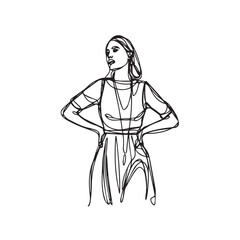 Standing Woman Silhouette - Stylish Vector Outline - standing woman silhouette - standing woman vector - standing woman doodle - woman illustration - standing woman line art

