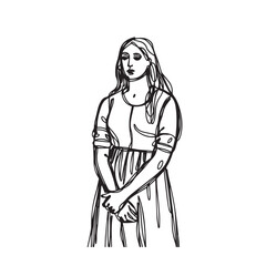 Standing Woman Silhouette - Elegant Line Art Design - standing woman silhouette - standing woman vector - standing woman doodle - woman illustration - standing woman line art

