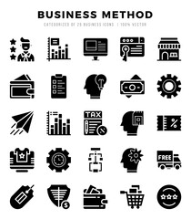 Business Method Icons Pack Glyph Style. Vector illustration.