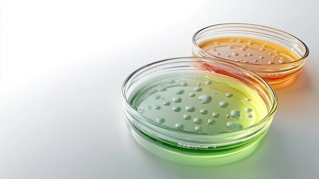 Clean 3D depiction of Petri dish containing selective medium such MacConkey Mannitol Salt XLD agar visible bacterial growth pattern specific pathogen white background no text perfect lab stock imagery