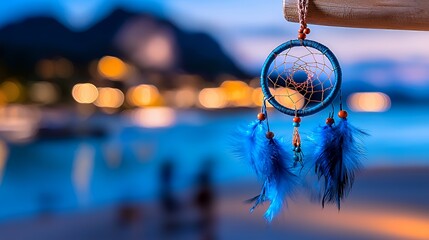 Dreamcatcher Hanging Over Beach at Dusk