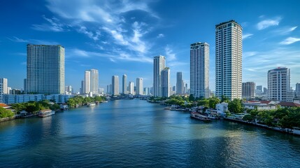 Obraz premium Bangkok canal tour with houses along the water
