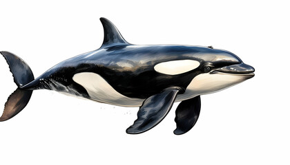 Obraz premium Orca Whale in Ocean: Majestic Orca whale gracefully gliding through the ocean depths, showcasing its sleek, black and white body.