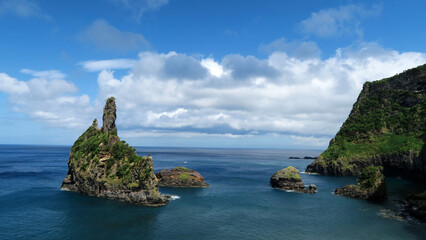 Naklejka premium Miradouro dos Caimbros - Viewpoint is located in the municipality of Santa Cruz das Flores, Ilha das Flores, and is accessible by car. From this location, you can enjoy wonderful views of the sea