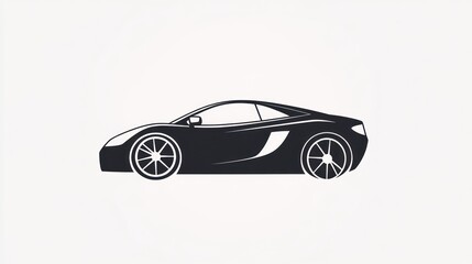 Silhouette of a sports car, side view, against plain background. Potential use Stock photo for automotive advertising, design, or automotive industry websites