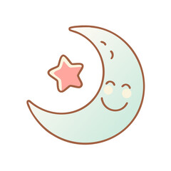 Smiling Moon Icon Night Sky Sleep Transparent Background Graphic