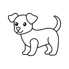 Cute Cartoon Dog with Heart Shapes Line Art