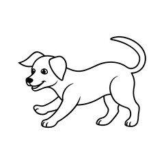 Playful Puppy Chasing Its Tail Line Art