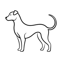 Dog Silhouette with Wagging Tail Line Drawing