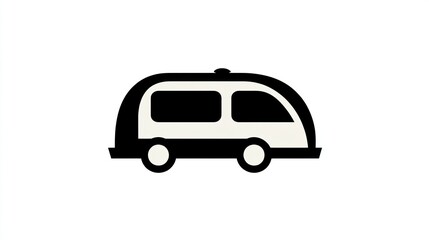 Simple camper van silhouette, for camping icon