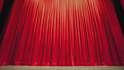 Majestic red velvet stage curtains, ready for the show
