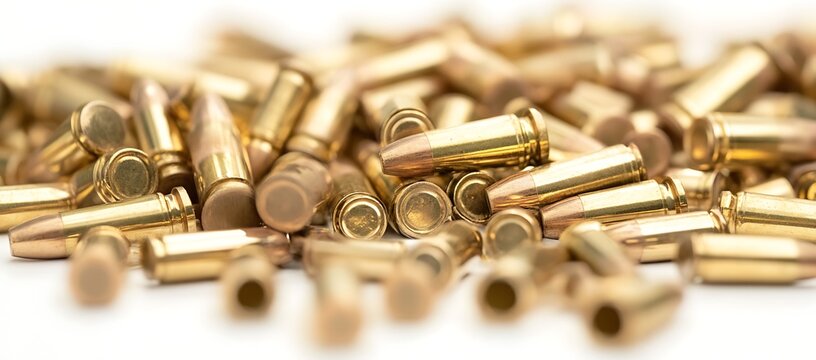 Bullets falling down, against a white background