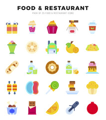 icons set. Food and Restaurant for web. app. vector illustration.