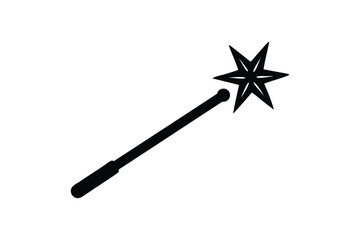 Magic wand scepter icon silhouette on white background