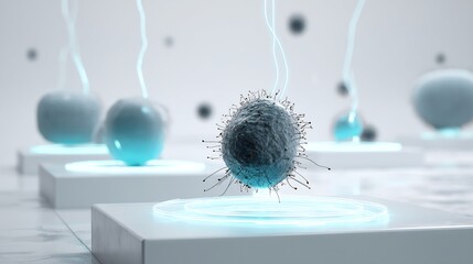 Clean minimalist concept showing innate immunity fast acting defense system adaptive immunity specialized memory driven system both glowing futuristic high tech biological system white background no