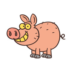 Pig cartoon character standing and smiling