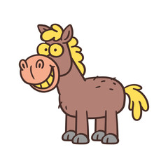 Fototapeta premium Horse cartoon character standing and smiling