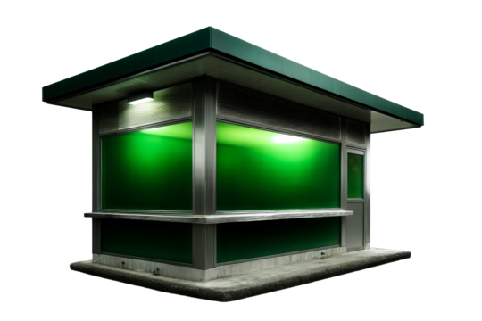 Green kiosk with transparent background suitable for various designs