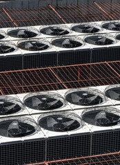 Large industrial air conditioners on rooftop