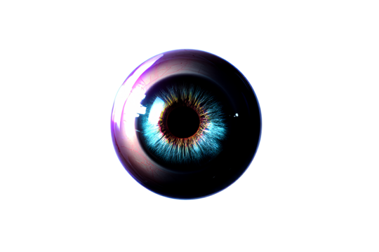 Colorful eye with striking details and transparent background design