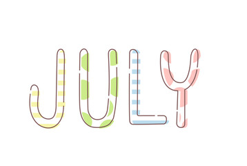 Obraz premium カラフルでかわいいJULYの文字のベクターイラスト