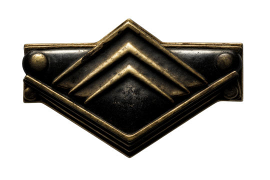 Geometric vintage military insignia on clear background
