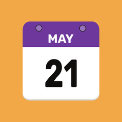 21 may calender icon text page monthly web design.