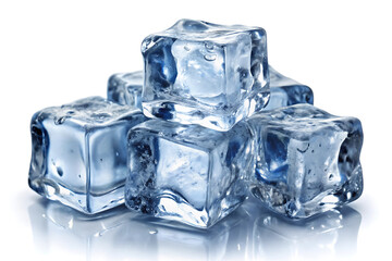 Obraz premium Ice cubes isolated on pure white background 