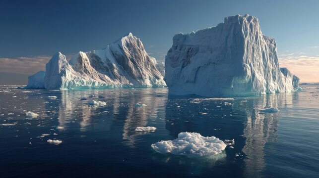 Icebergs floating in an arctic sea