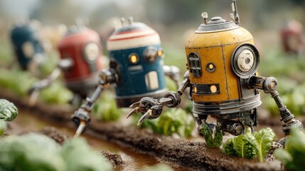 Autonomous farming with AI machines in a field