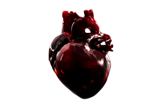 Realistic human heart model with transparent background for education