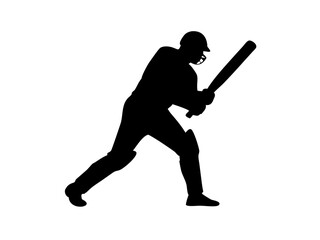 Cricket Player Batting Stance Silhouette
