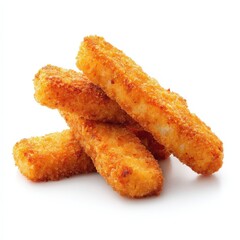 Delicious Golden Brown Crispy Breaded Fish Sticks Ready to Eat A Close Up Shot of Tasty Fried Fish Fingers