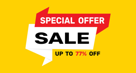 77% special offer discount icon vector design background