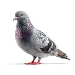 Obraz premium A Single Rock Dove Pigeon Isolated on White Background Studio Shot of a Beautiful Bird
